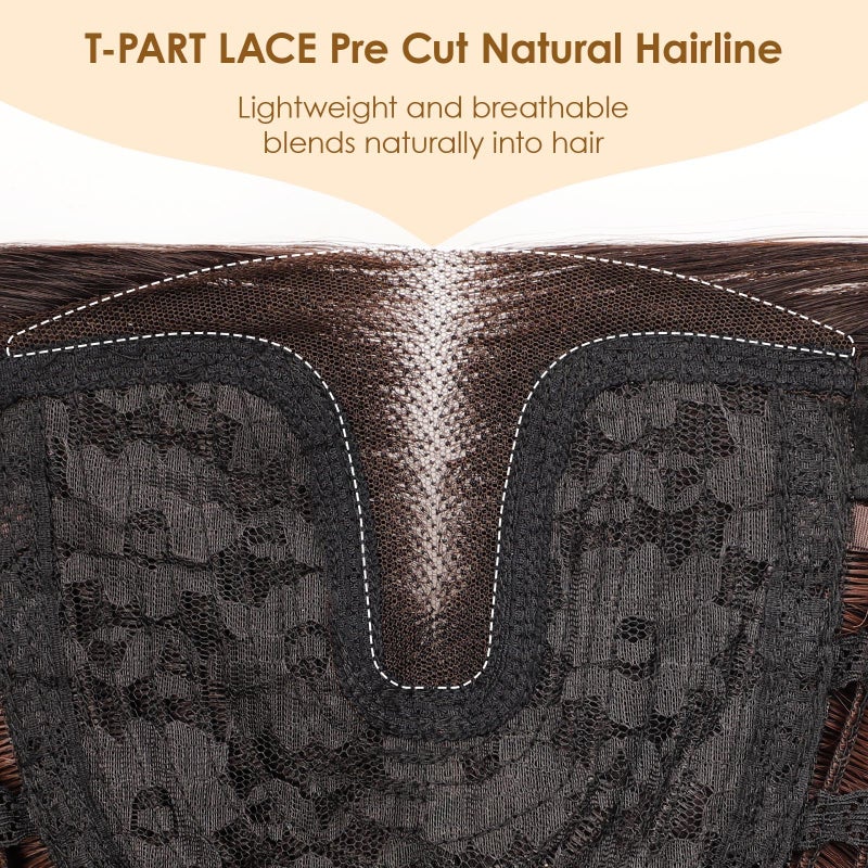 AISI HAIR 18 inch Highlights Brown Wig for Women Medium Length Wave Curly Glueless Synthetic Heat Resistant Hair Wigs for Daily Party Cosplay - Image 5