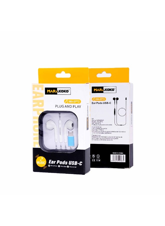 Marakoko Type-C Wired Earphones from MARAKOKO – Clear and Deep Stereo Sound, Comfortable Design for Long-Term Use, Compatible with All Type-C Phones, Ideal for High-Quality Calls and Music with Reliable Performance  - Image 3