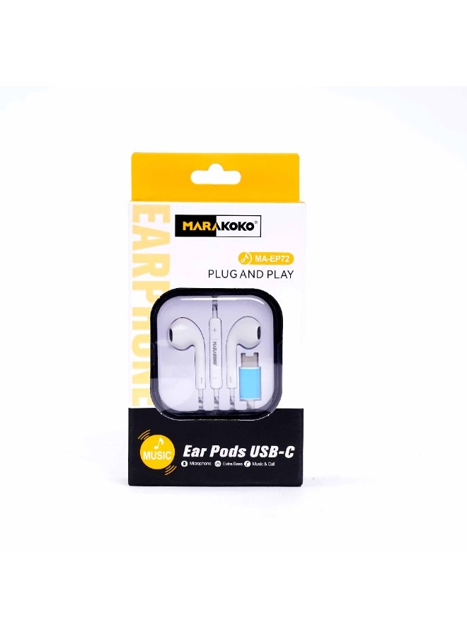 Marakoko Type-C Wired Earphones from MARAKOKO – Clear and Deep Stereo Sound, Comfortable Design for Long-Term Use, Compatible with All Type-C Phones, Ideal for High-Quality Calls and Music with Reliable Performance  - Image 2