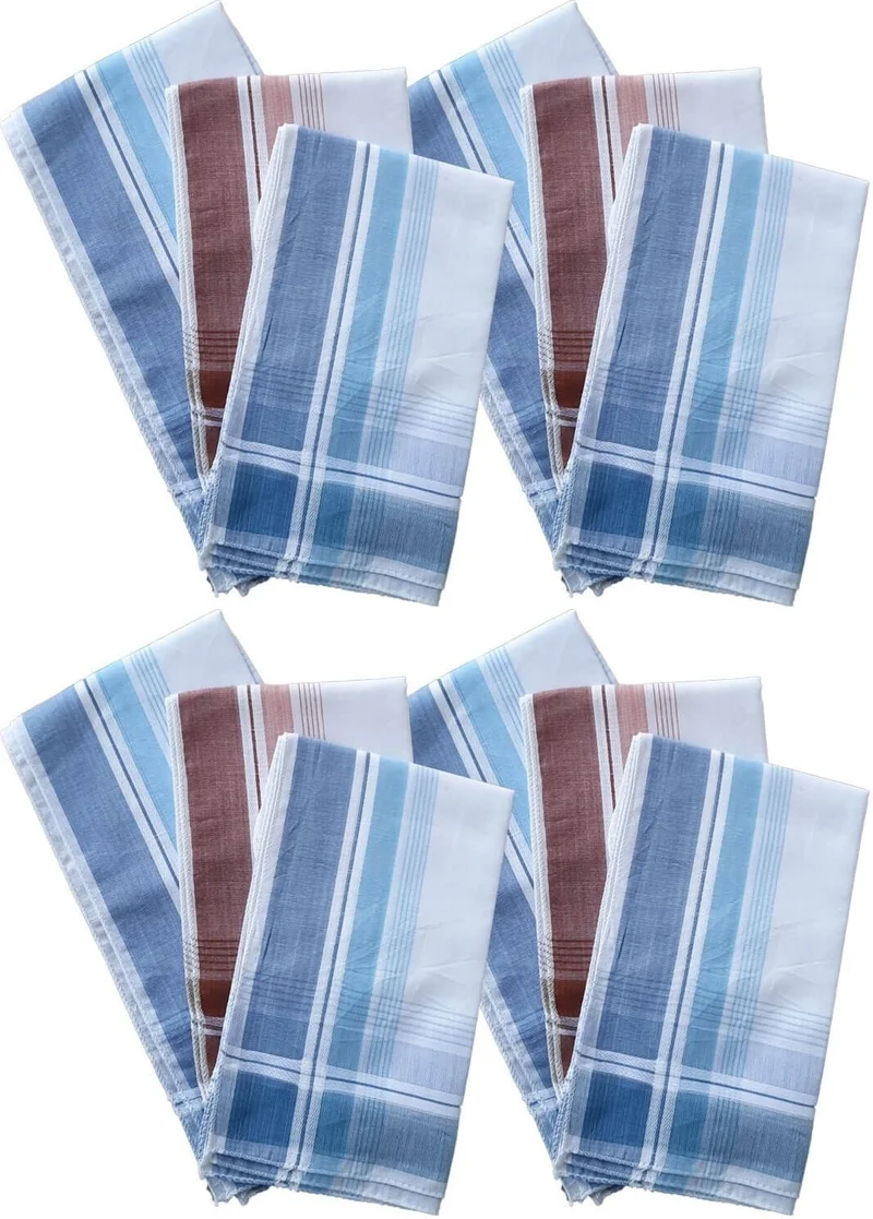 هيبسين راكيب Competing All 12 Pack Hand Pocket Collar Fabric Handkerchief 36X36 cm 100% Cotton TM01