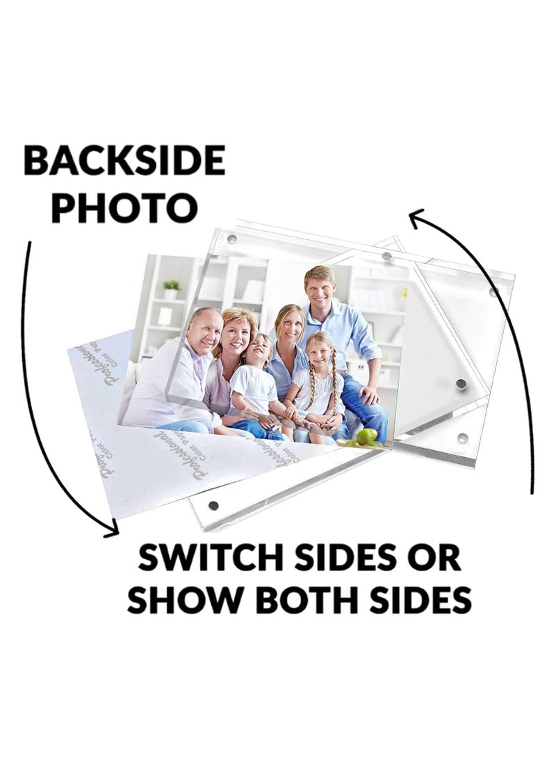 SLASA Magnetic Acrylic Photo Frame 2x6 Inch – Clear Double-Sided Frameless Picture Holder for Desktop Display, Free-Standing Acrylic Block (1 Pc) - Image 3