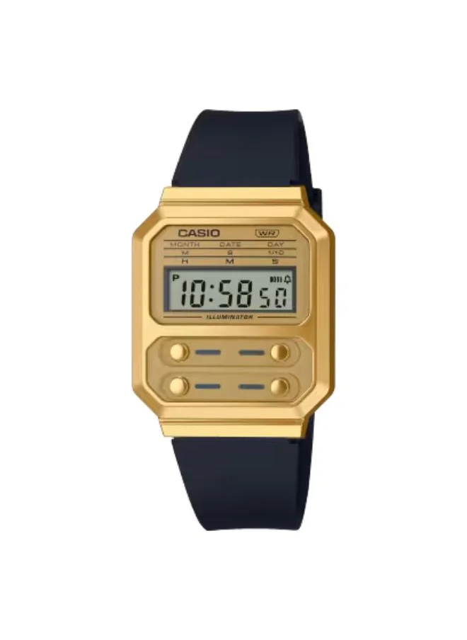 CASIO Women's Digital Display Watch With Gold Resin Strap - A100WEFG-9ADF