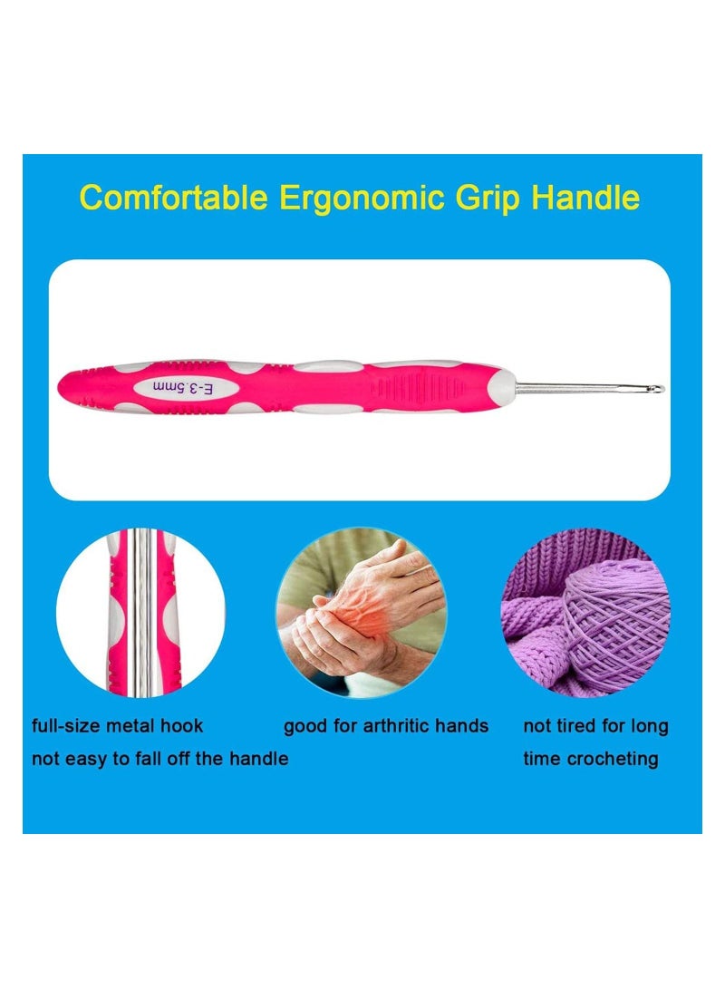 NIBEMINENT Crochet Hook, Longer Ergonomic Hook Set, Smooth Soft Grip Handles Needles Knitting for Arthritic Hands, Beginners and Experienced Crocheter, 9 PCS - Image 4