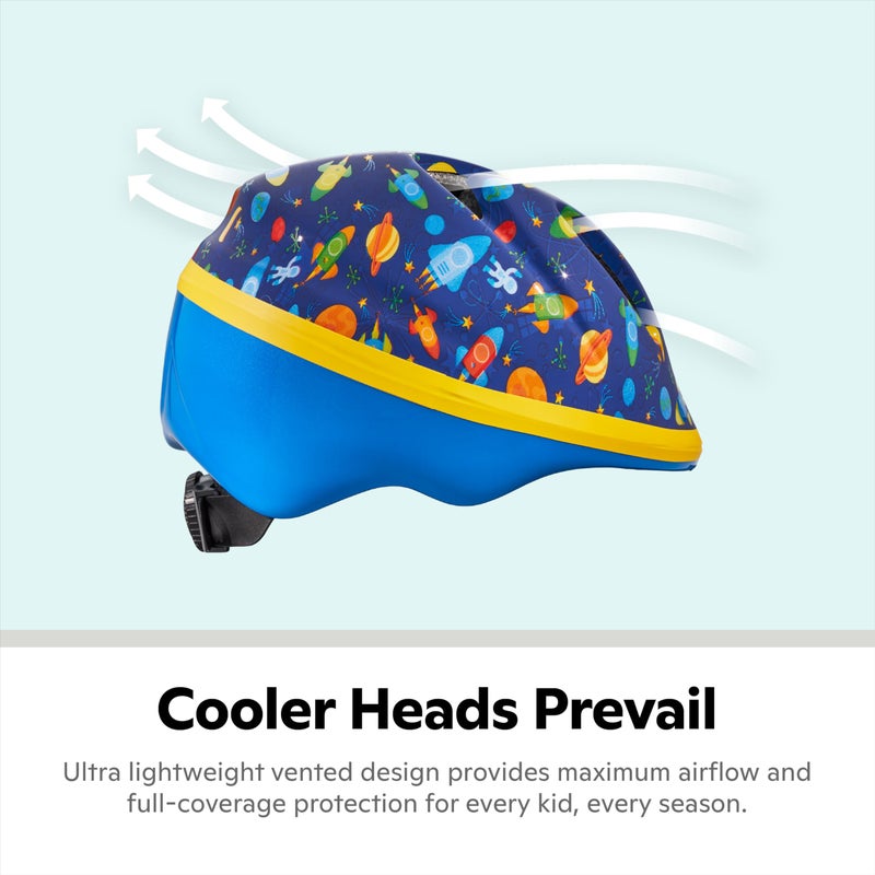 Schwinn Classic Bike Helmet for Kids, Blue Space Design, 44-50 cm Helmet for Kids Ages 1-3, Ultra Lightweight, Adjustable Dial, Full Coverage with Vented Airflow, Infant and Toddler Bike Helmet - Image 2