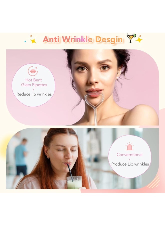 Generic - Fusisi Anti Wrinkle Straw 3Pieces, Reusable Glass Straw For Stanley Cup, Anti Wrinkle Drinking Straw Curved, Lip Straw For Wrinkles, Sideways Straw Wrinkle Free, Prevent Wrinkle Straw - Image 1