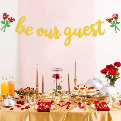 Faisichocalato Be Our Guest Banner Beauty And The Beast Party Supplies Reception Banner Bachelorete Party Engagement Party Decorations - Image 1