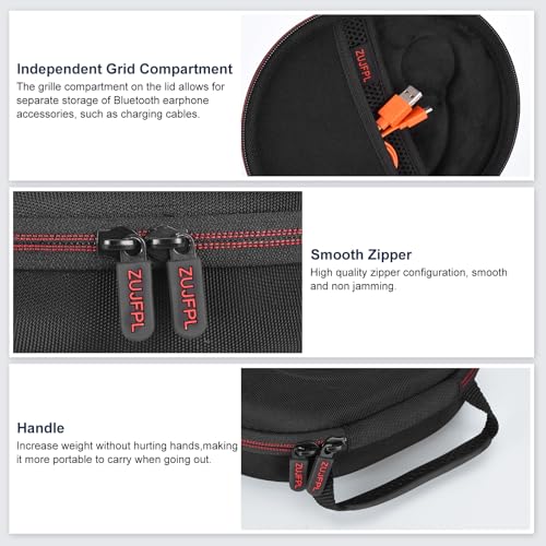 ZUJFPL EVA Hard Headphone Case for JBL Tune 510BT / 520BT / 500BT / 660NC / 670NC / 570BT / 525BT / 600BTNC, JBL Live 460NC / 670NC / 400BT / JBL T450BT and Soundcore H30i, Samsung AKG - Black - Image 2