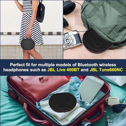 ZUJFPL EVA Hard Headphone Case for JBL Tune 510BT / 520BT / 500BT / 660NC / 670NC / 570BT / 525BT / 600BTNC, JBL Live 460NC / 670NC / 400BT / JBL T450BT and Soundcore H30i, Samsung AKG - Black - Image 5