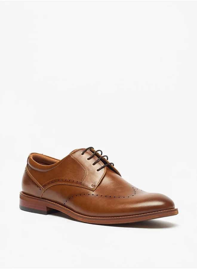 DUCHINI Men's Solid Derby Shoes with Lace-Up Closure