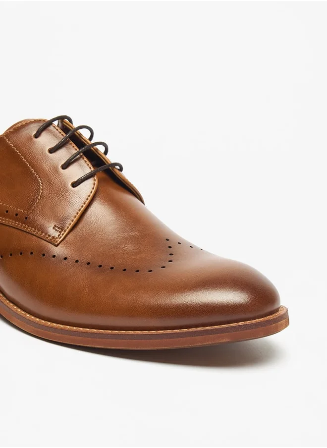 DUCHINI Men's Solid Derby Shoes with Lace-Up Closure