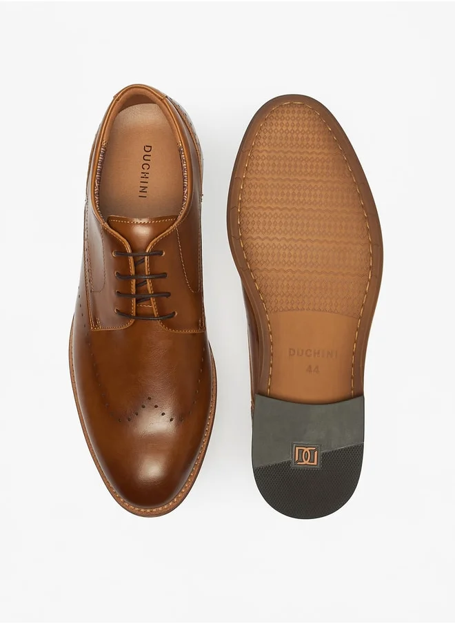 DUCHINI Men's Solid Derby Shoes with Lace-Up Closure
