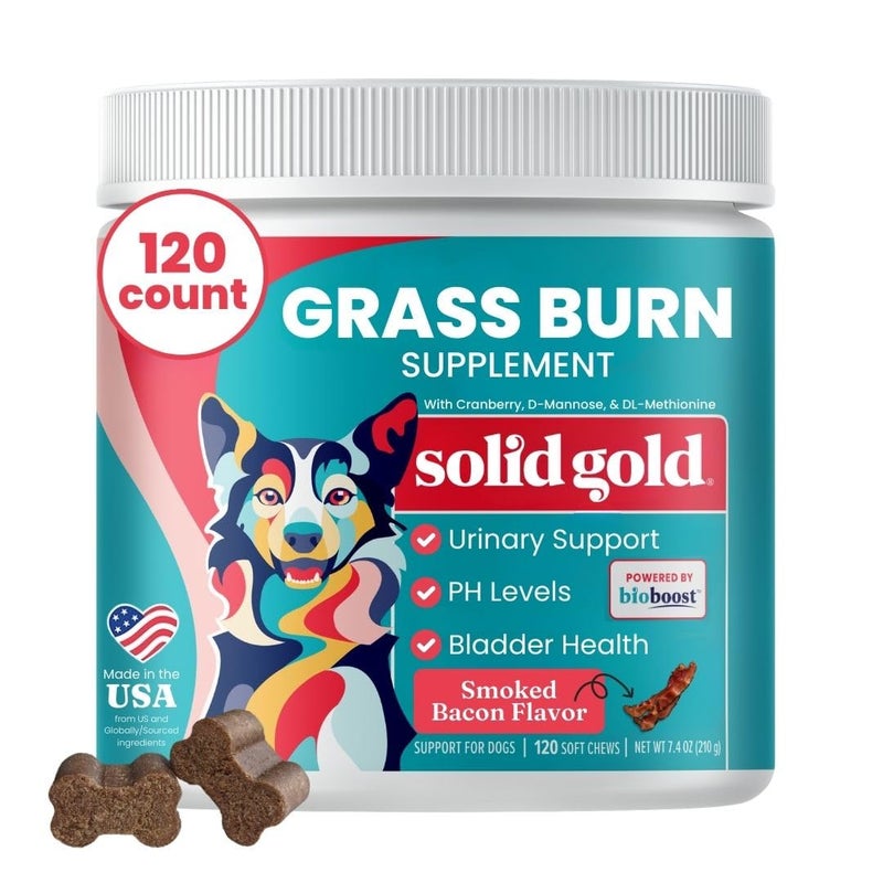 Solid Gold Dog Urine Neutralizer for Lawn Chews - Grass Guardian with Urinary Tract, Kidney, Bladder, and pH Support to Reduce Grass Pee Spots & Burn - 120 Count - Image 1