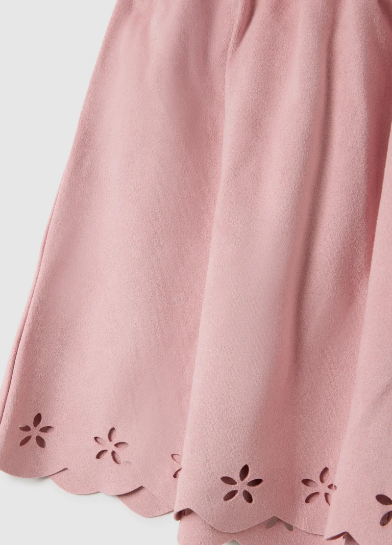 او في اس GIRL'S SKIRT IN PINK STRETCH MIXED FABRIC