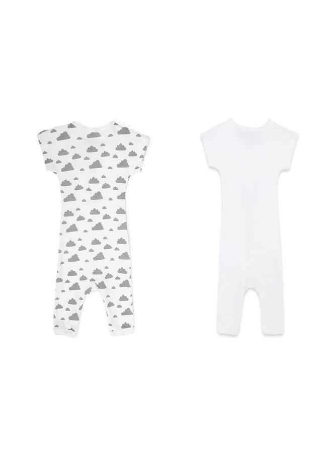 موش طقم ملابس نوم قصيرة الأكمام من الخيزران فائق النعومة من موش، مناسب للجنسين، للأطفال حديثي الولادة/الأطفال، عبوة من قطعتين (3-6 أشهر، ليلي ونهاري) - Image 2