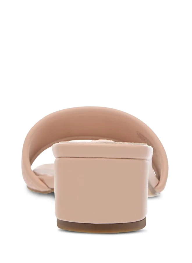 ايل Womens Monogram Detail Slip-On Sandals With Block Heels