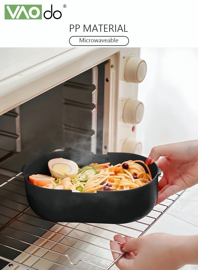 فاو دو صندوق غداء مزدوج الطبقات قابل للفصل بسعة كبيرة في الميكروويف مع أدوات مائدة وحقيبة غداء - Image 4