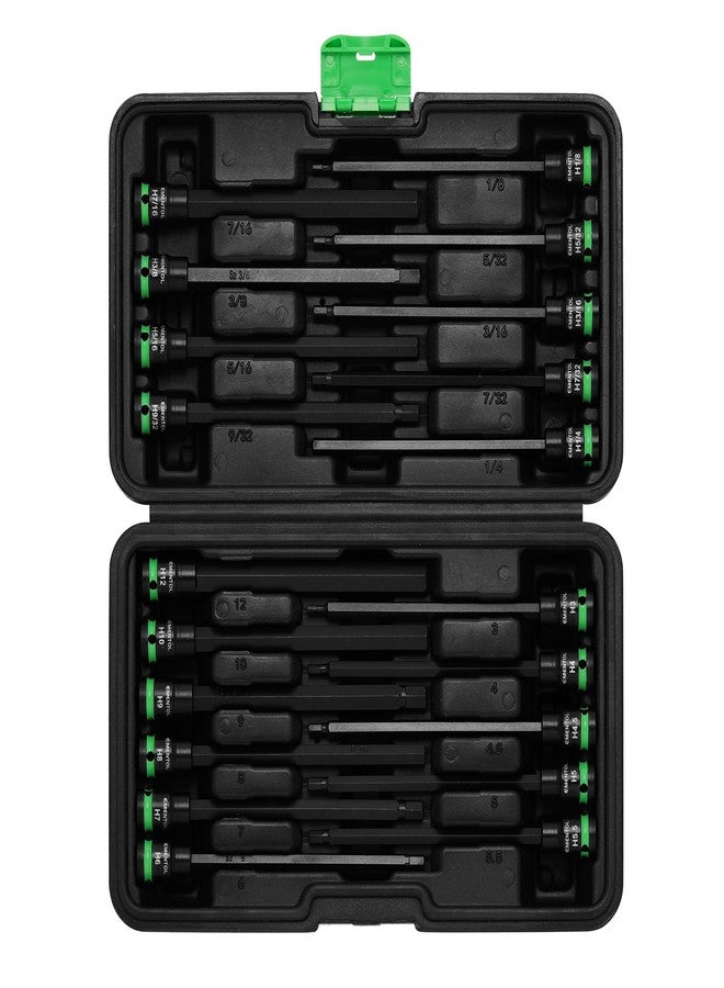 EMENTOL 3/8-Inch Drive Allen Hex Bit Socket Set, 20PCS Extra Long, SAE & Metric (3mm - 12mm, 1/8"-7/16"), CR-V, S2 Alloy Steel Bit - Image 2