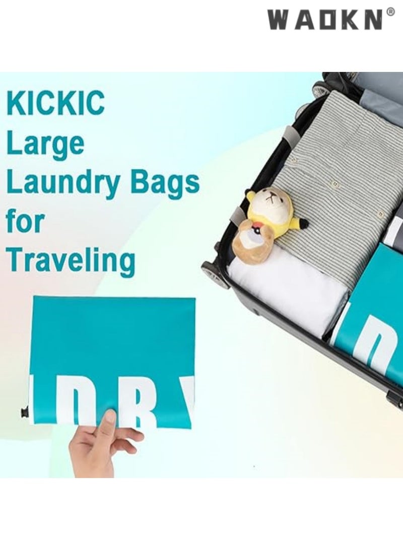 دبليو أيه أو كي أن 2 قطعة كبيرة من السفر حقيبة الغسيل ، تستخدم لتخزين الملابس القذرة ، السفر حقيبة الغسيل ، عنبر حقيبة الغسيل ، 24 بوصة × 36 بوصة السفر حقيبة الغسيل ( سماوي + رمادي ) - Image 5