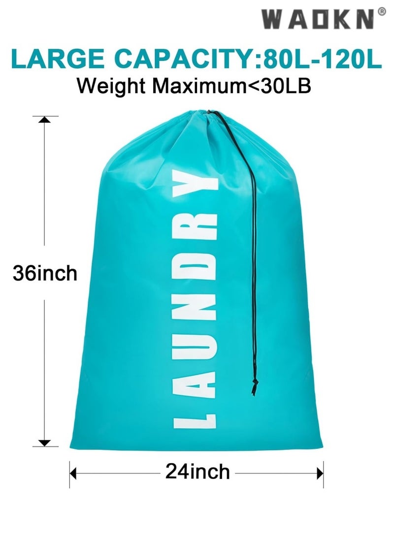 دبليو أيه أو كي أن 2 قطعة كبيرة من السفر حقيبة الغسيل ، تستخدم لتخزين الملابس القذرة ، السفر حقيبة الغسيل ، عنبر حقيبة الغسيل ، 24 بوصة × 36 بوصة السفر حقيبة الغسيل ( سماوي + رمادي ) - Image 2