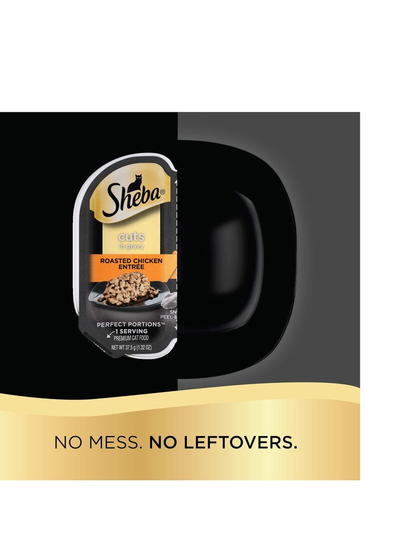 Sheba SHEBA Perfect Portions Cuts in Gravy Wet Cat Food Trays (24 Count, 48 Servings), Roasted Chicken, Gourmet Salmon and Tender Turkey Entrée Variety Pack, Easy Peel Twin-Pack Trays  - Image 4