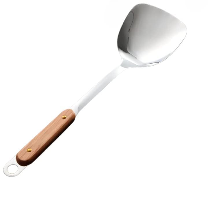 Primetan Stainless Steel Plain Spatula Rice Spoon Wood Kadi with Best Wooden Grip Kitchen Essential Spoon Utensil Suitable for Rice Curry Pudding Soup Stew Multipurpose - Image 1