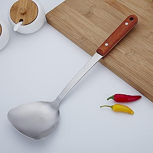 Primetan Stainless Steel Plain Spatula Rice Spoon Wood Kadi with Best Wooden Grip Kitchen Essential Spoon Utensil Suitable for Rice Curry Pudding Soup Stew Multipurpose - Image 2