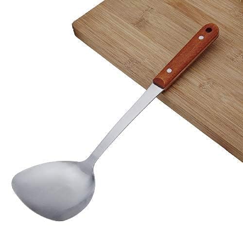 Primetan Stainless Steel Plain Spatula Rice Spoon Wood Kadi with Best Wooden Grip Kitchen Essential Spoon Utensil Suitable for Rice Curry Pudding Soup Stew Multipurpose - Image 4