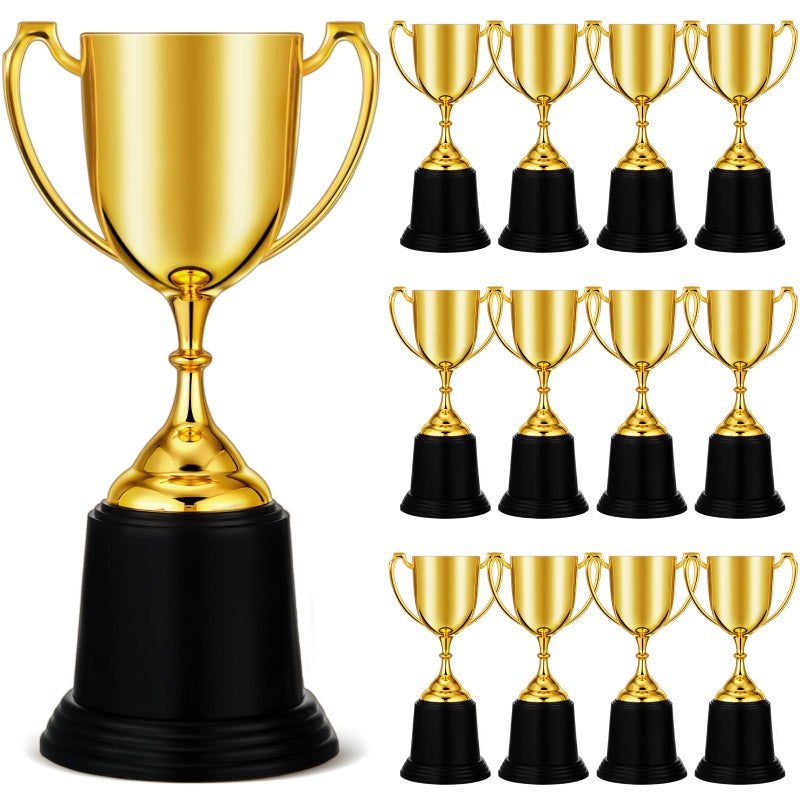 Ecation 9 Inch Gold Trophy Award Gold Award Cup Employee Coworker Appreciation Gifts Golden Plastic Trophy for Thank You Teacher Nurse Volunteer Men Women Rewards Party(3 Pcs) - Image 1