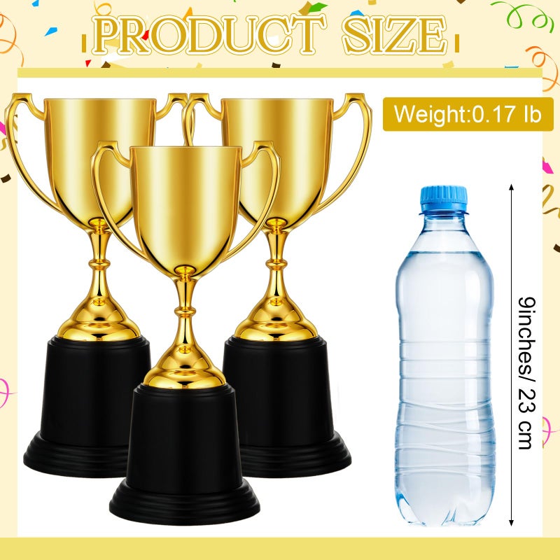Ecation 9 Inch Gold Trophy Award Gold Award Cup Employee Coworker Appreciation Gifts Golden Plastic Trophy for Thank You Teacher Nurse Volunteer Men Women Rewards Party(3 Pcs) - Image 2