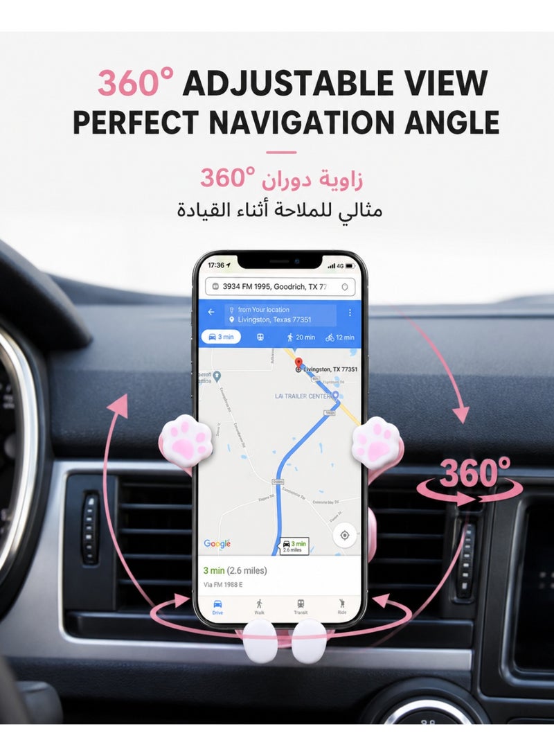 Cute Cat Car Phone Holder, Auto-Lock Gravity Air Vent Mount for Smartphones, Universal Car Vent Phone Stand - Image 4