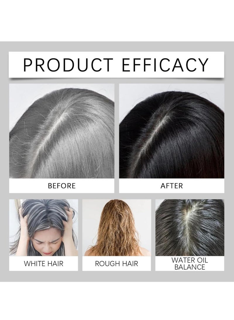 إيلهو شامبو صبغ الشعر ، شامبو 3 في 1 للشعر المصبوغ ، شامبو ملون للشعر لتغطية الشعر الرمادي ، صبغة الشعر المنزلية مستخلص نباتي نقي ، شامبو صبغ سريع للعناية بالشعر ، شامبو مضاد للرمادي 200 مل (أسود) - Image 2