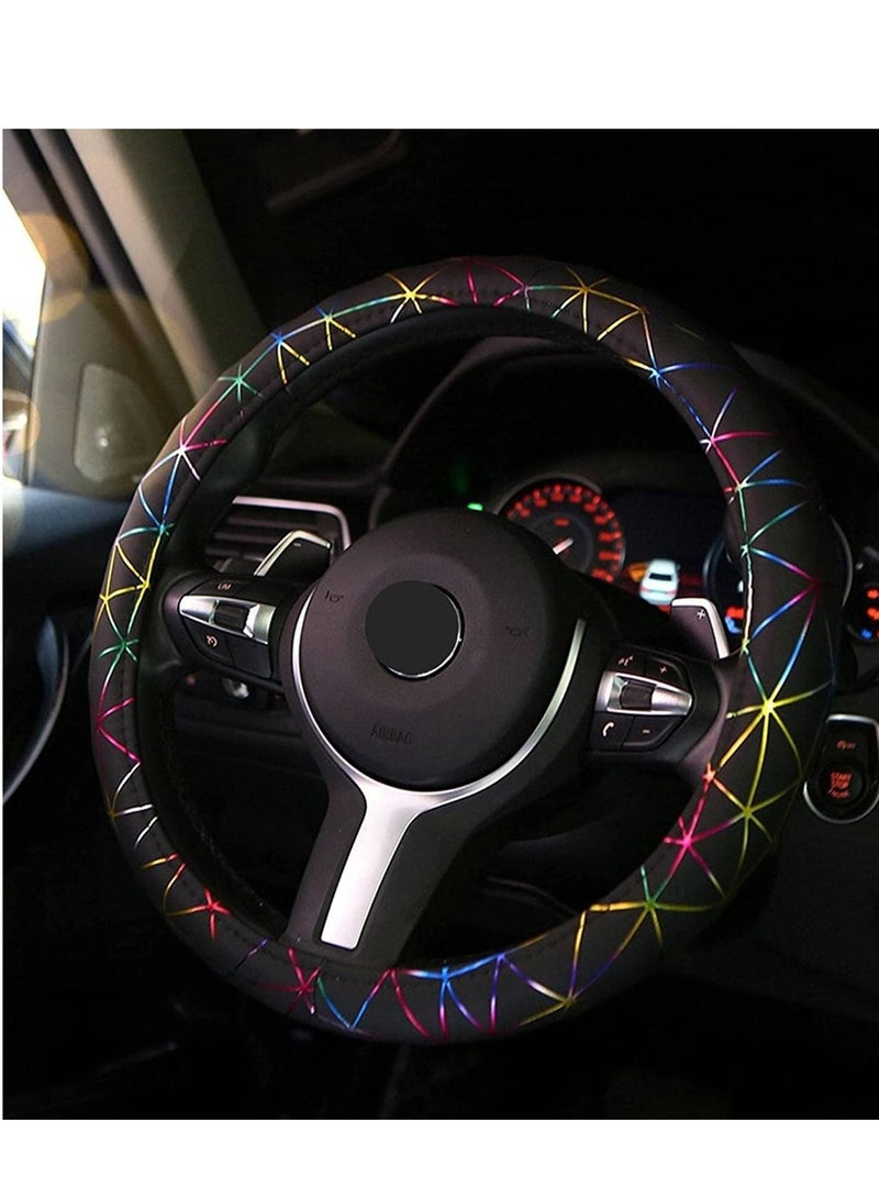 SYOSI Colorful Leather Steering Wheel Cover, Universal Fit 14.5-15.25 inch Steering Wheel Covers for Car Truck for SUV, Breathable, Anti Slip & Odor Free, Warm in Winter and Cool in Summer for Man Woman - Image 5