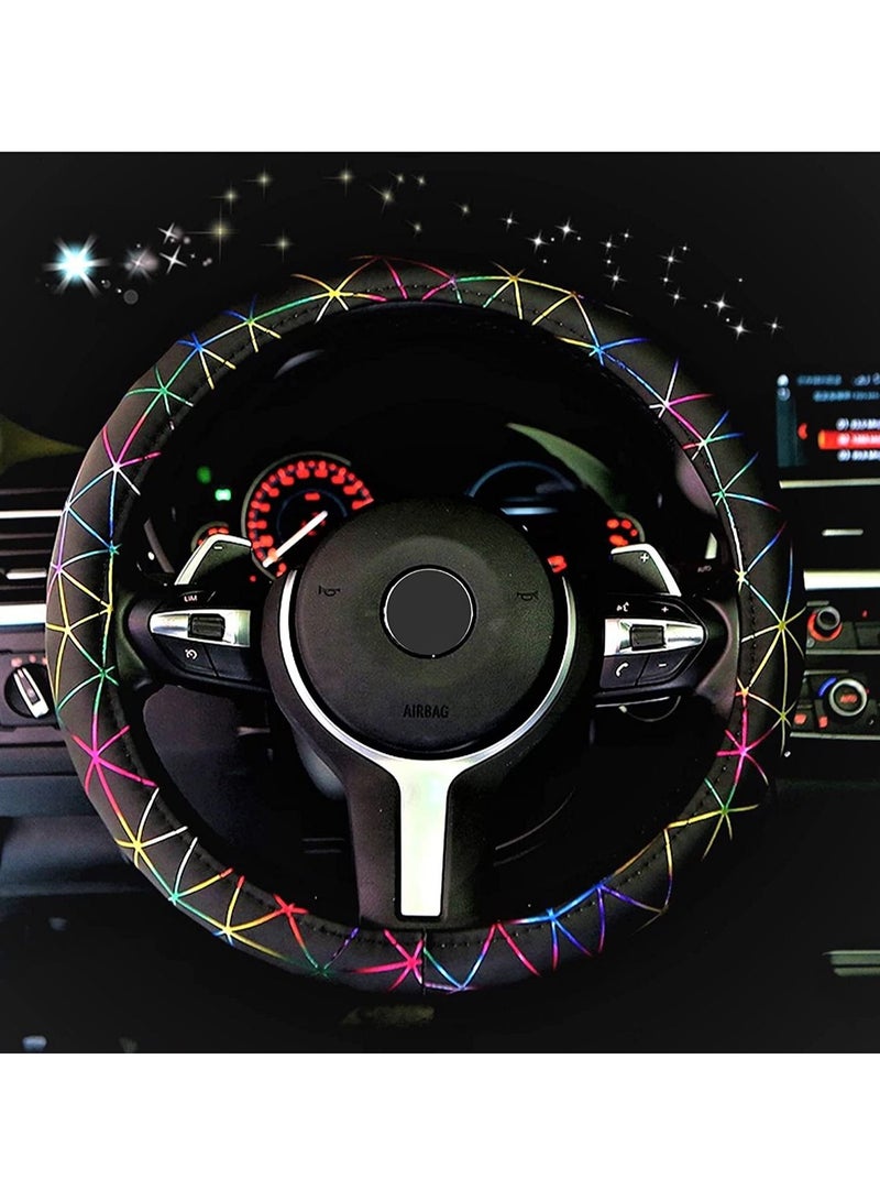 SYOSI Colorful Leather Steering Wheel Cover, Universal Fit 14.5-15.25 inch Steering Wheel Covers for Car Truck for SUV, Breathable, Anti Slip & Odor Free, Warm in Winter and Cool in Summer for Man Woman - Image 1