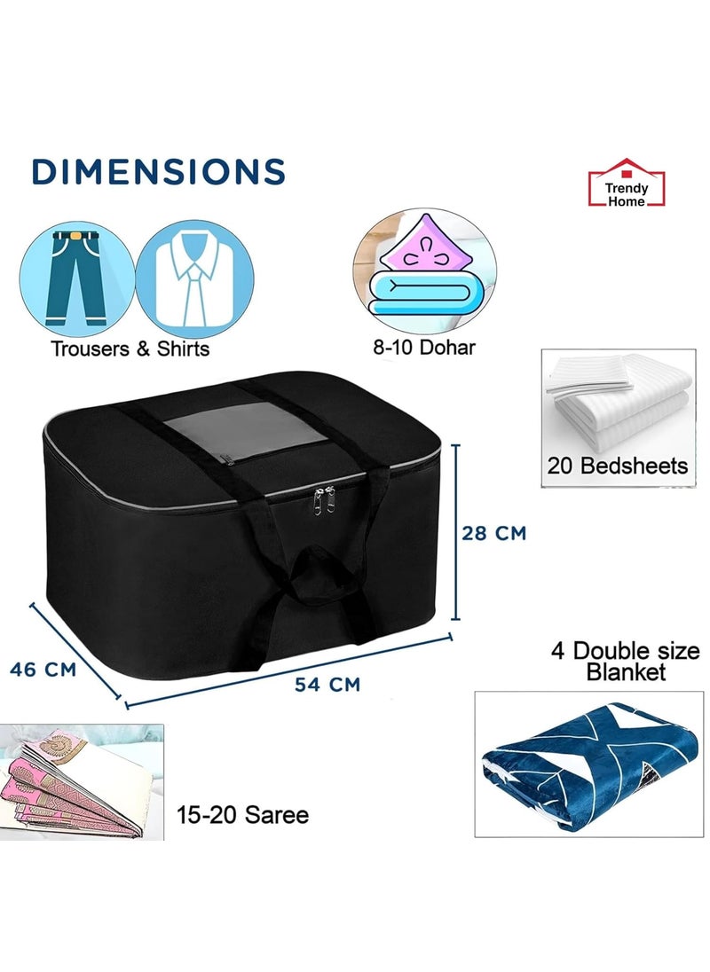 Senego Senego by Trendy Home Storage Bags for Clothes Large Storage Box for Clothes Moisture Proof Underbed Storage Bag Rectangular Clothes Storage Bag Black Grey 54x46x28 cm Pack of 2  - Image 4