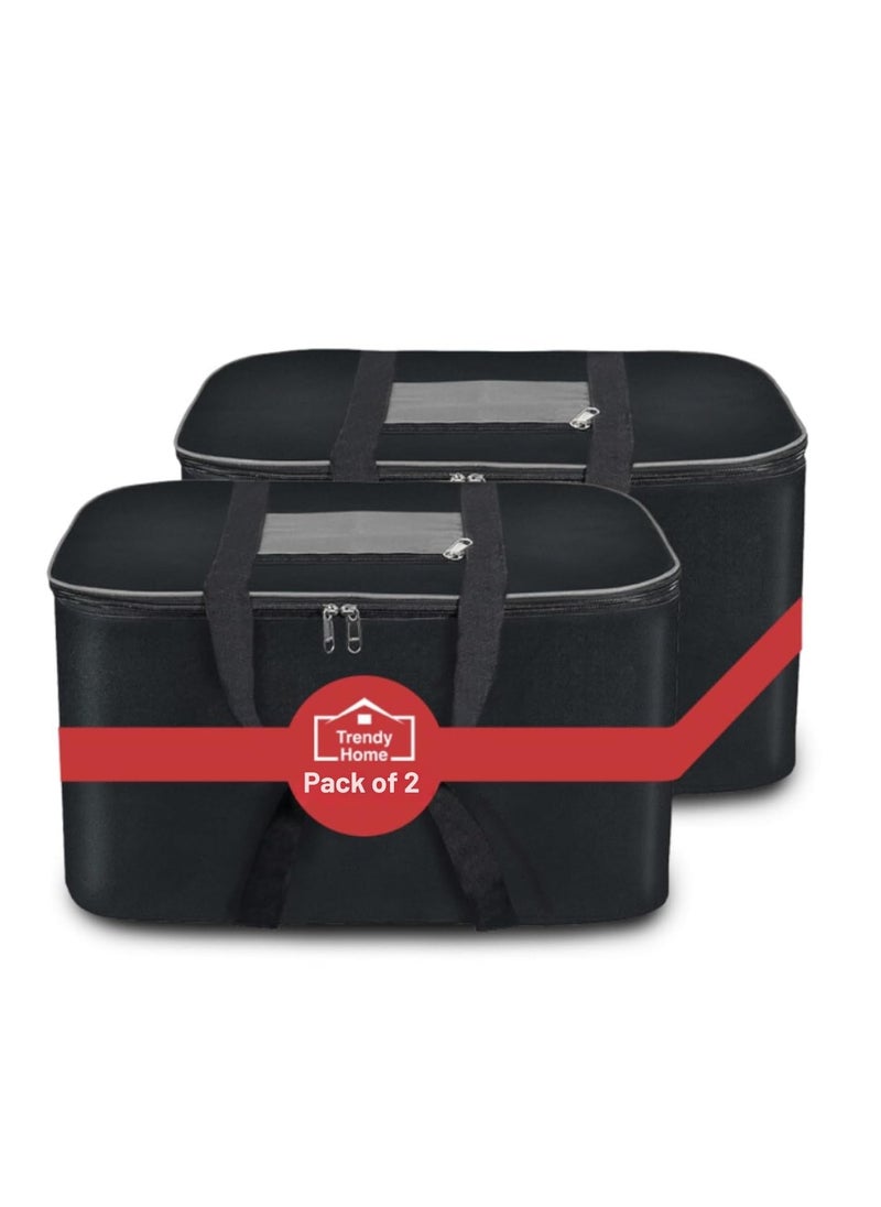 Senego Senego by Trendy Home Storage Bags for Clothes Large Storage Box for Clothes Moisture Proof Underbed Storage Bag Rectangular Clothes Storage Bag Black Grey 54x46x28 cm Pack of 2  - Image 1