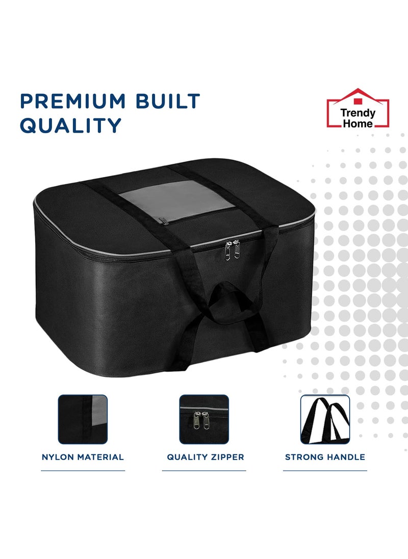 Senego Senego by Trendy Home Storage Bags for Clothes Large Storage Box for Clothes Moisture Proof Underbed Storage Bag Rectangular Clothes Storage Bag Black Grey 54x46x28 cm Pack of 2  - Image 3