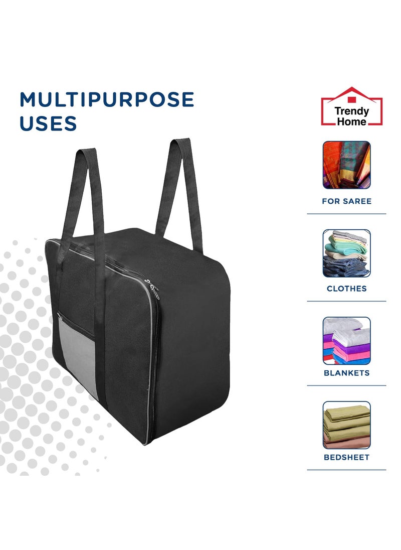 Senego Senego by Trendy Home Storage Bags for Clothes Large Storage Box for Clothes Moisture Proof Underbed Storage Bag Rectangular Clothes Storage Bag Black Grey 54x46x28 cm Pack of 2  - Image 5