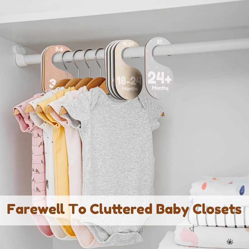 Giftacity Baby Closet Dividers for Clothes Organizer  Set of 8 Adorable Wooden DoubleSided Baby Clothes Size Hanger Organizer from Newborn to 24 Months for Nursery Beautiful Minimalist Decor - Image 3