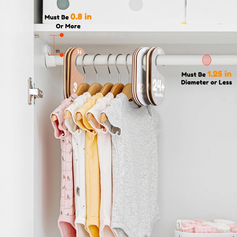 Giftacity Baby Closet Dividers for Clothes Organizer  Set of 8 Adorable Wooden DoubleSided Baby Clothes Size Hanger Organizer from Newborn to 24 Months for Nursery Beautiful Minimalist Decor - Image 4