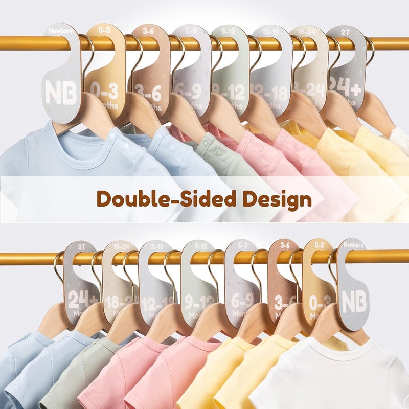 Giftacity Baby Closet Dividers for Clothes Organizer  Set of 8 Adorable Wooden DoubleSided Baby Clothes Size Hanger Organizer from Newborn to 24 Months for Nursery Beautiful Minimalist Decor - Image 5
