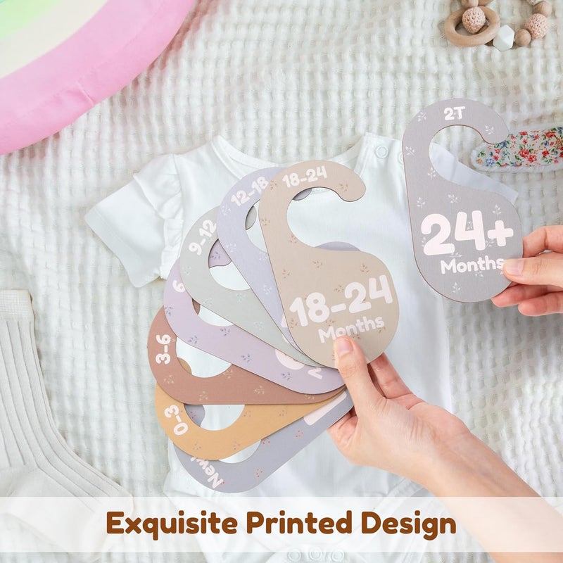 Giftacity Baby Closet Dividers for Clothes Organizer  Set of 8 Adorable Wooden DoubleSided Baby Clothes Size Hanger Organizer from Newborn to 24 Months for Nursery Beautiful Minimalist Decor - Image 2