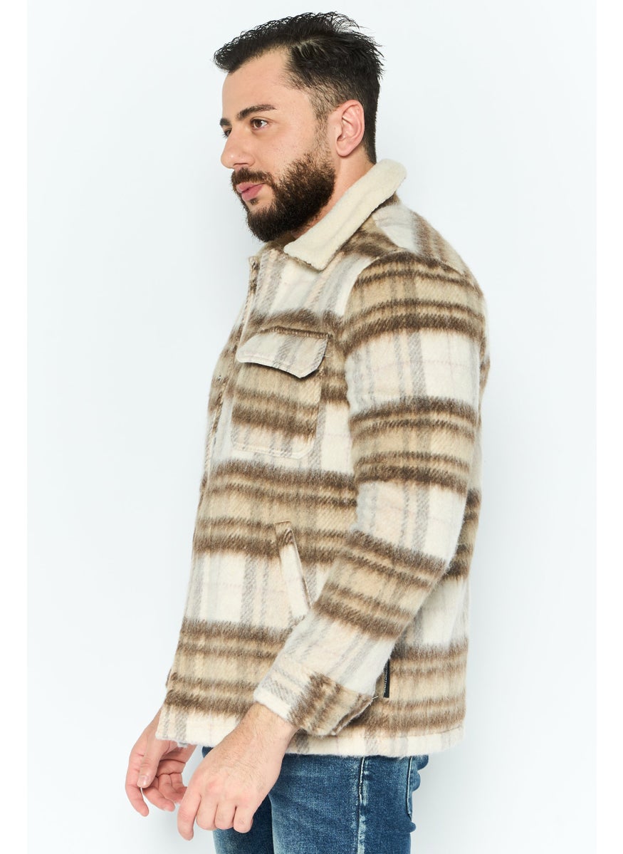 Night Addict Men Textured Soft Shell Jacket, Cream  - Image 3