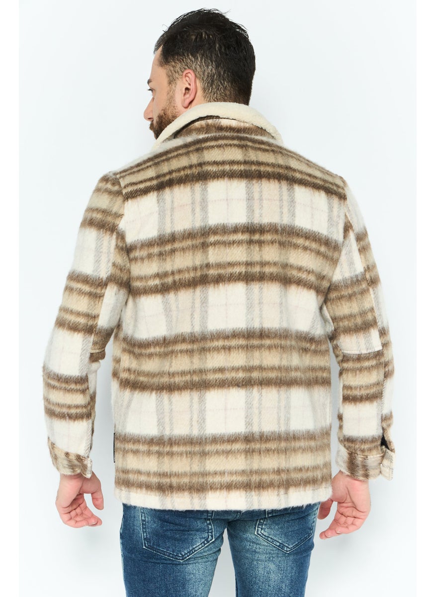 Night Addict Men Textured Soft Shell Jacket, Cream  - Image 4