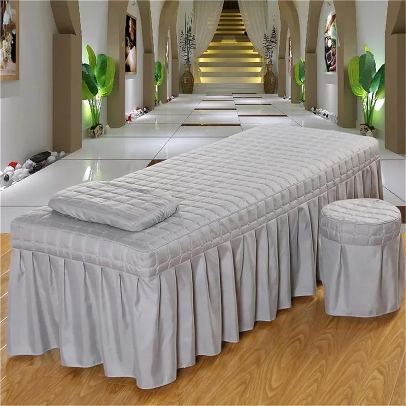 Massage Table Skirt 1pcs Plaid Beauty Salon Bed Cover Bedskirt Massage SPA Table Thick Sheet with Hole Bedspread Full(SKY BLUE,190x80 bedcover only) - Image 3