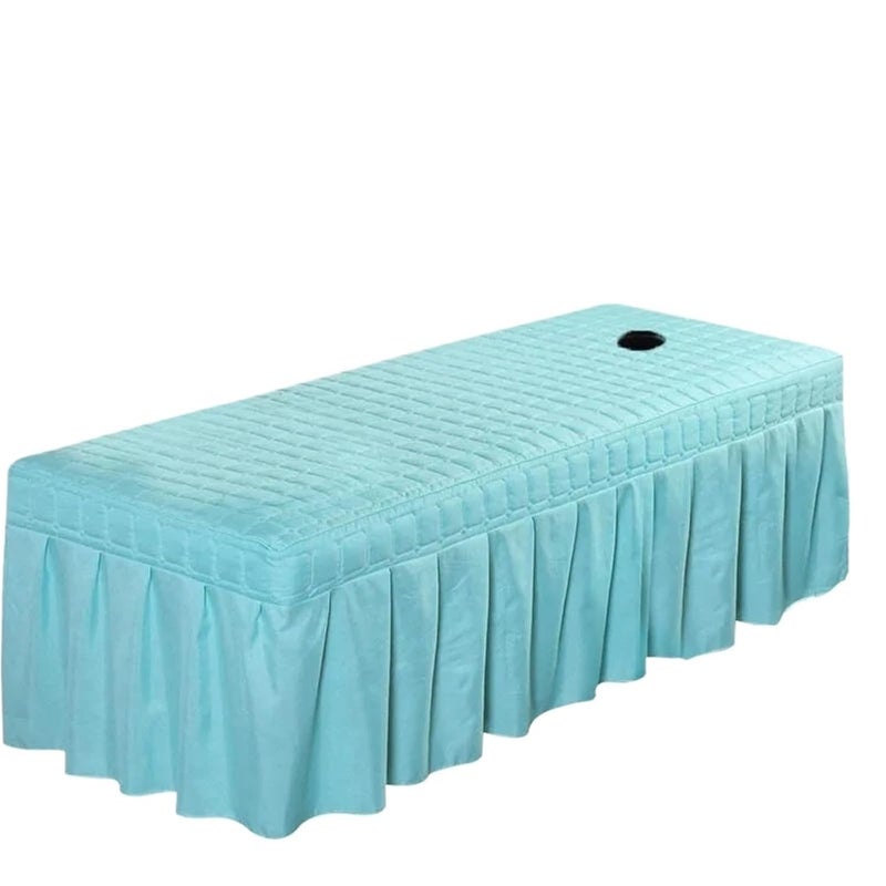 Massage Table Skirt 1pcs Plaid Beauty Salon Bed Cover Bedskirt Massage SPA Table Thick Sheet with Hole Bedspread Full(SKY BLUE,190x80 bedcover only) - Image 1