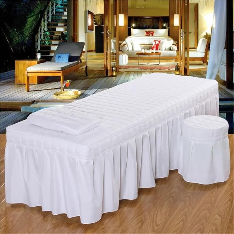 Massage Table Skirt 1pcs Plaid Beauty Salon Bed Cover Bedskirt Massage SPA Table Thick Sheet with Hole Bedspread Full(SKY BLUE,190x80 bedcover only) - Image 4