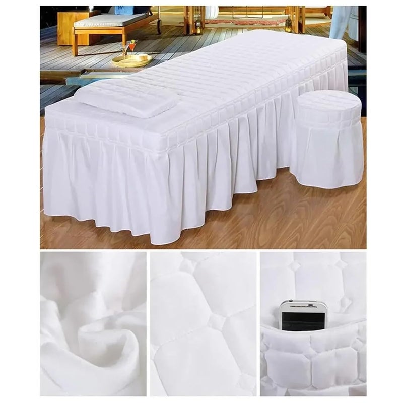 Massage Table Skirt 1pcs Plaid Beauty Salon Bed Cover Bedskirt Massage SPA Table Thick Sheet with Hole Bedspread Full(SKY BLUE,190x80 bedcover only) - Image 2