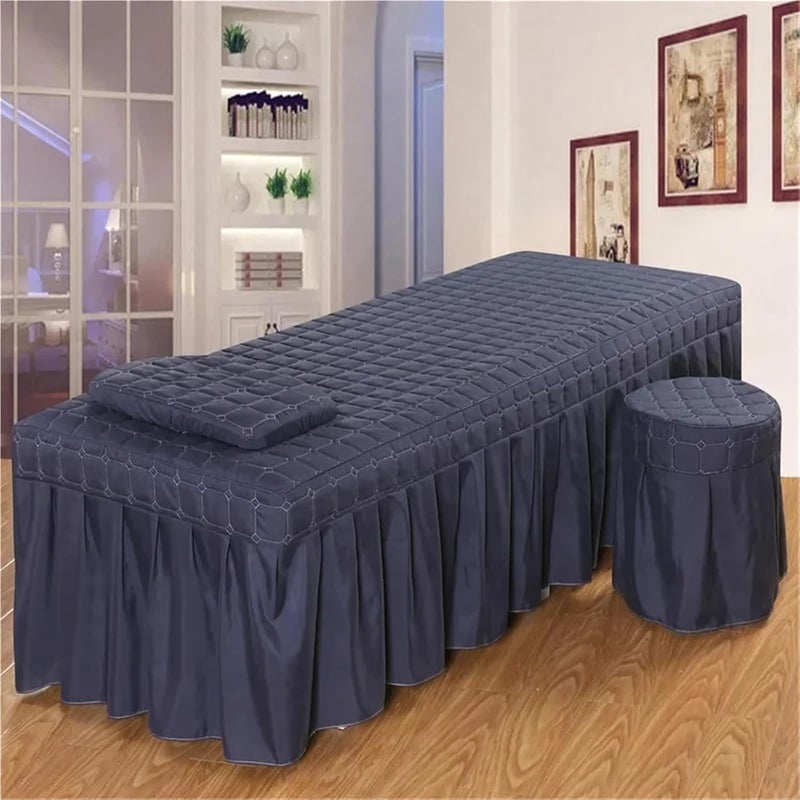 Massage Table Skirt 1pcs Plaid Beauty Salon Bed Cover Bedskirt Massage SPA Table Thick Sheet with Hole Bedspread Full(SKY BLUE,190x80 bedcover only) - Image 5