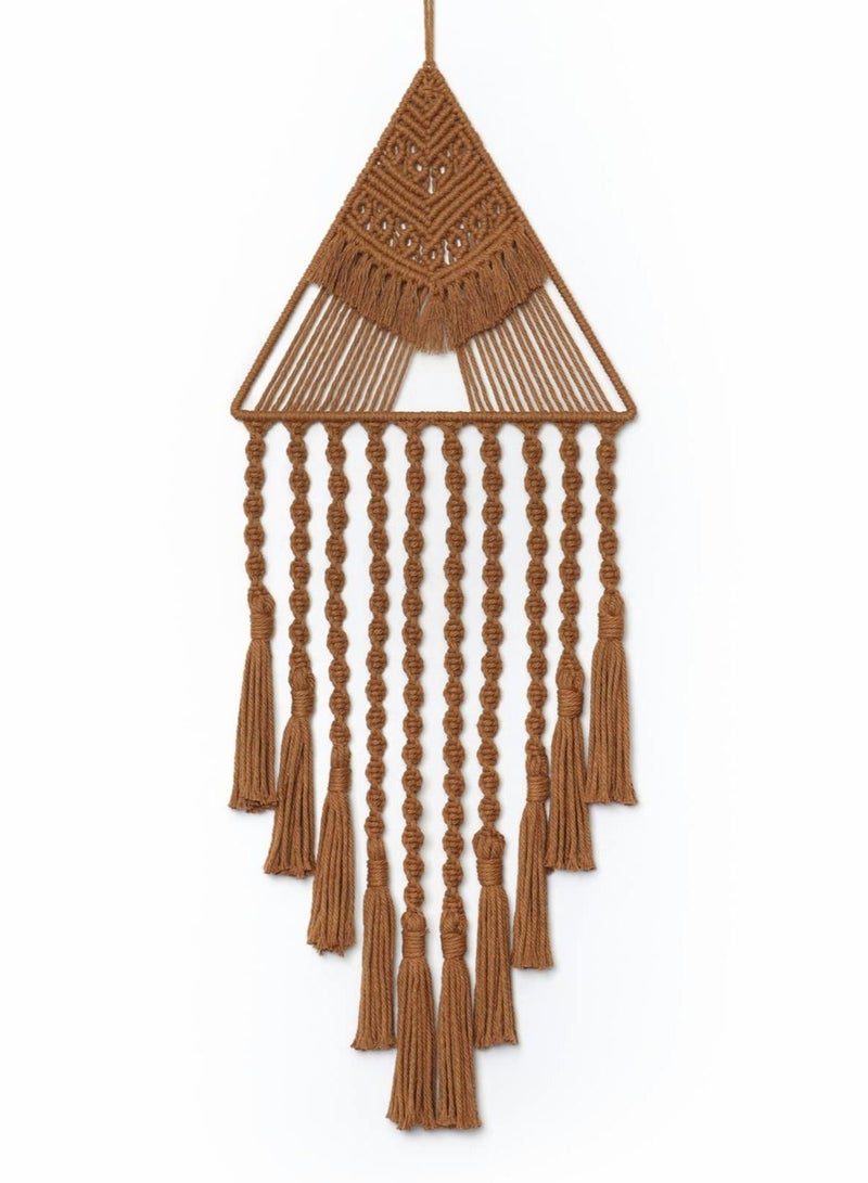Excefore Macrame Woven Wall Hanging Dream Catcher Triangle Tassel Geometric Art Boho Backdrop Bohemian Home for House, Apartment, Dorm, Bedroom, Nursery, Party Decorations, Wedding, Wall Ornament  - Image 1
