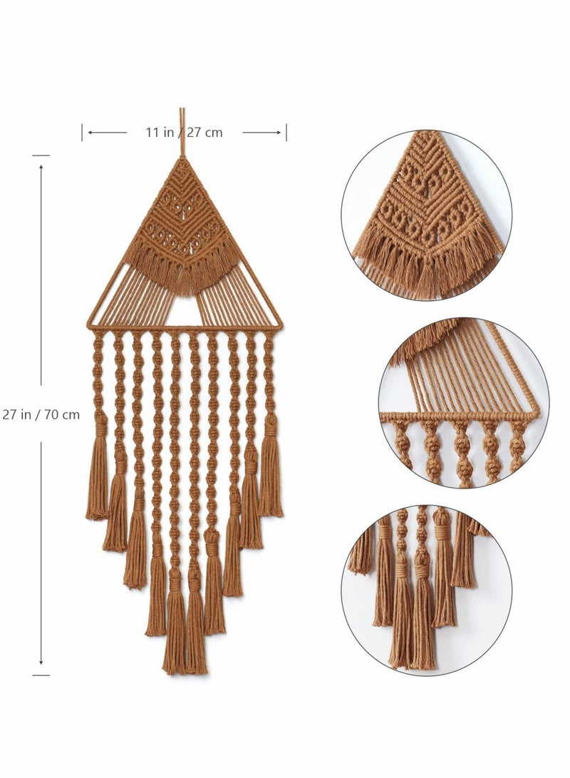 Excefore Macrame Woven Wall Hanging Dream Catcher Triangle Tassel Geometric Art Boho Backdrop Bohemian Home for House, Apartment, Dorm, Bedroom, Nursery, Party Decorations, Wedding, Wall Ornament  - Image 5